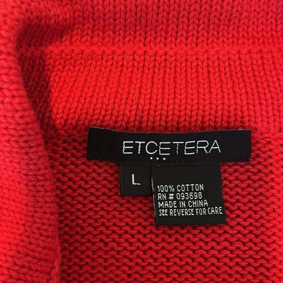 Etcetera Red Knit Button Down Sweater with Belt Buckle Size L - Picture 14 of 14